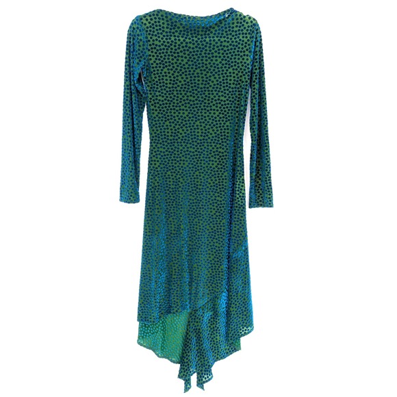 Zara Sheer Mesh Velvet Burnout Polka Dot Asymmetrical Maximalist Artsy Dress SML - Picture 2 of 16